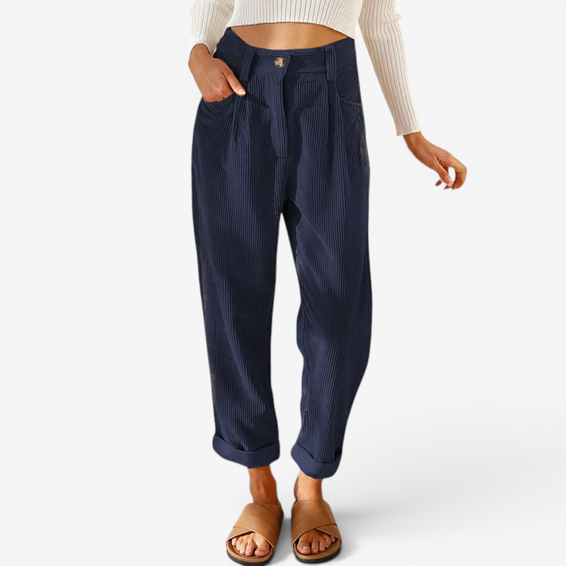 High-Waisted Straight Leg Trousers