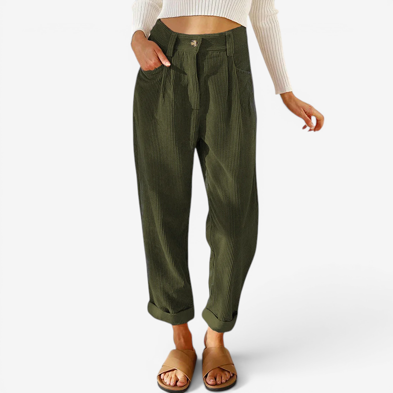 High-Waisted Straight Leg Trousers
