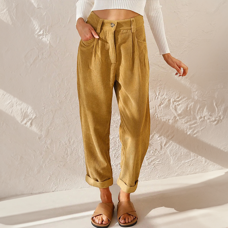 High-Waisted Straight Leg Trousers
