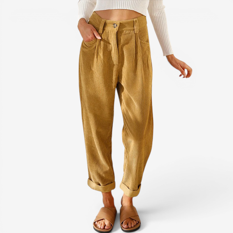 High-Waisted Straight Leg Trousers