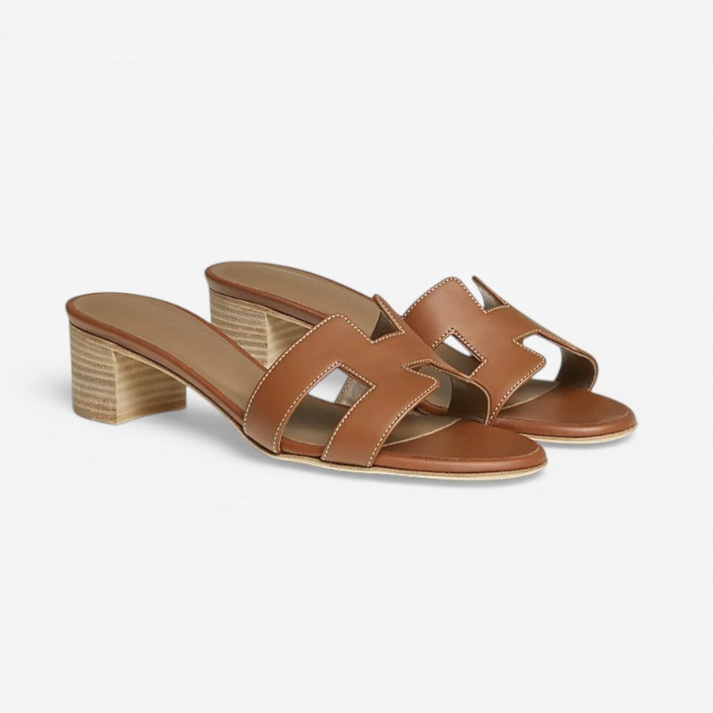 Isabella – Mid High Heel Sandals with Open Toe And Slip-On