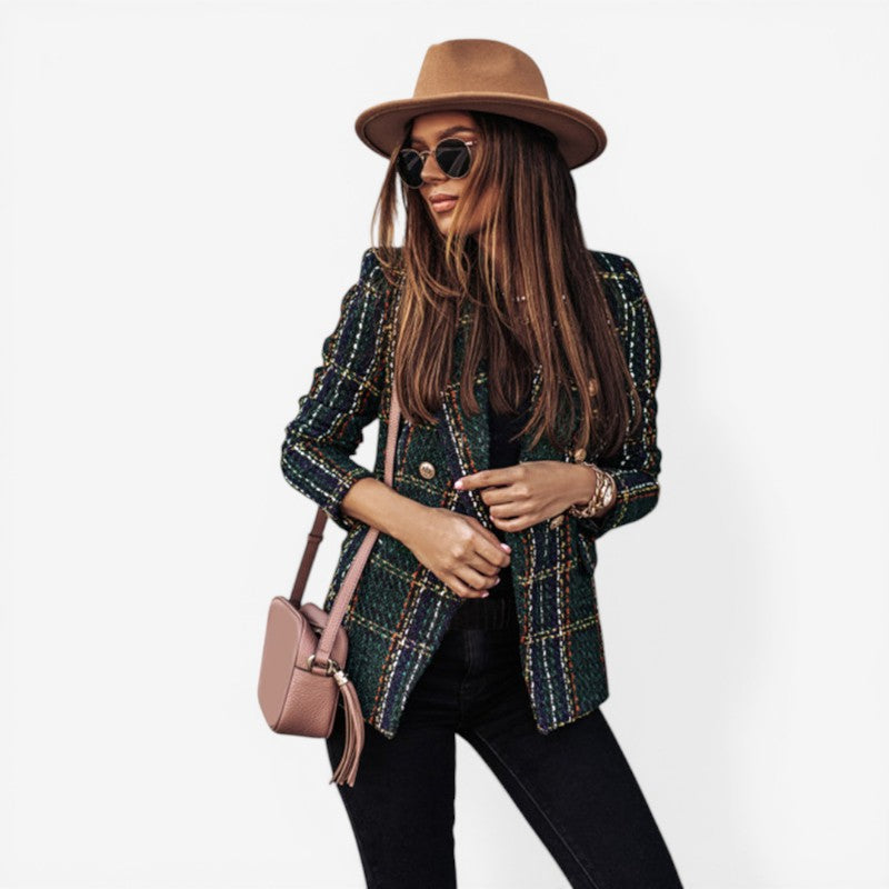 Women Tailored Blazer with Button Closure