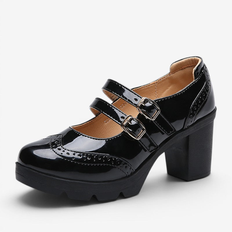 Women's High Heel Double Buckle Sandals