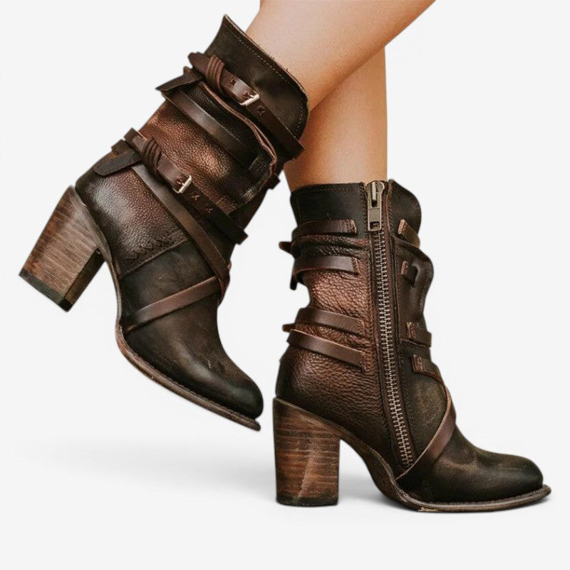 Womens Ankle Boots with Double Strap Design