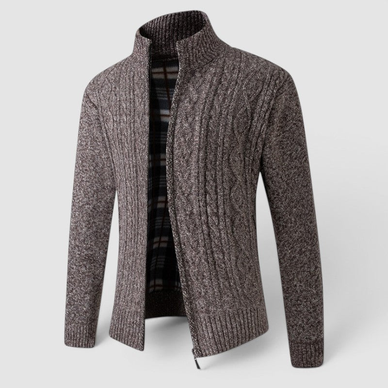 Men's Stylish Zip-Up Cardigan Jacket with Stand Collar