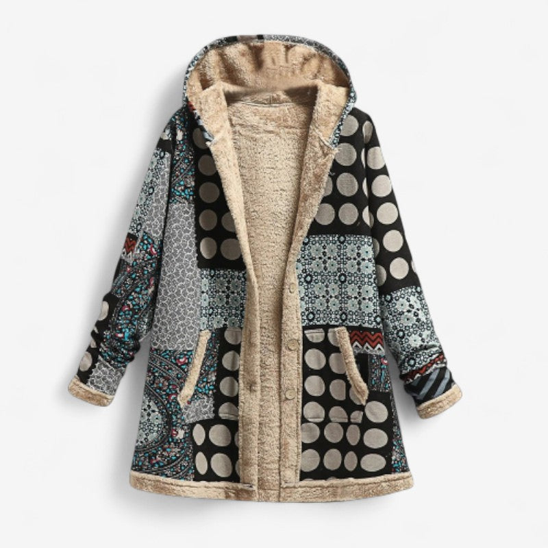 Charlotte – Long sleeve jacket with hood and button closure