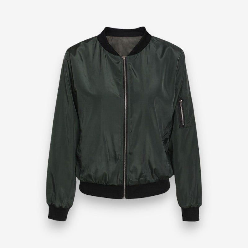 Mireya – Long Sleeve Bomber Jacket With Zipper And Pockets