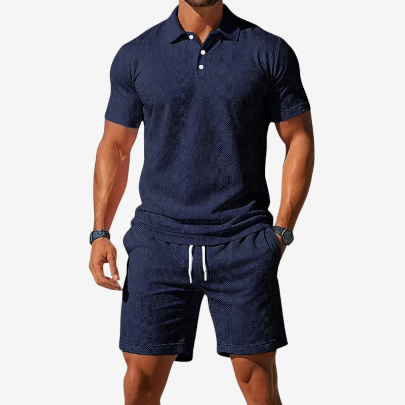 Men's Polo Shirt and Shorts Two-Piece Set