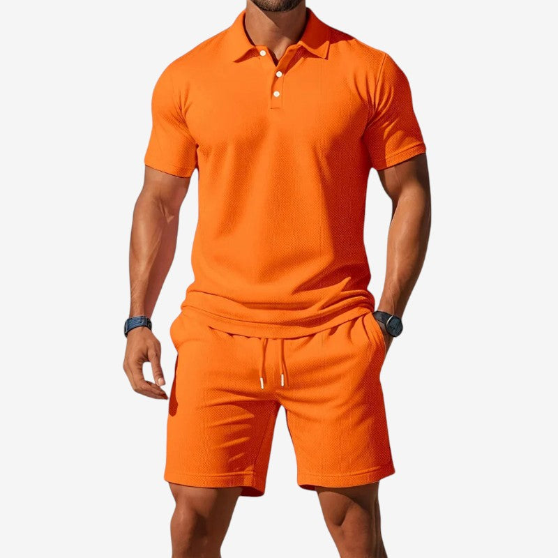 Men's Polo Shirt and Shorts Two-Piece Set