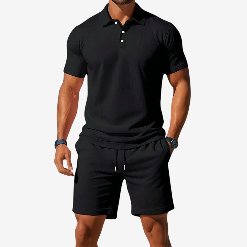 Men's Polo Shirt and Shorts Two-Piece Set