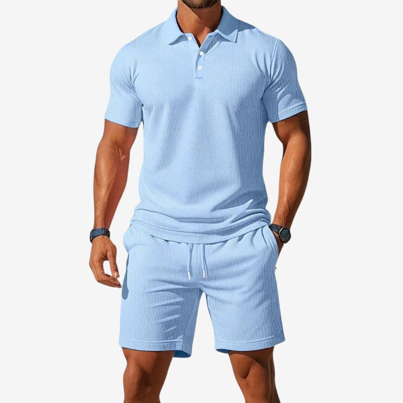 Men's Polo Shirt and Shorts Two-Piece Set