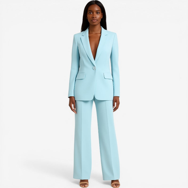 Women's Slim-Fit Blazer with Long Sleeve Pants Suit Set