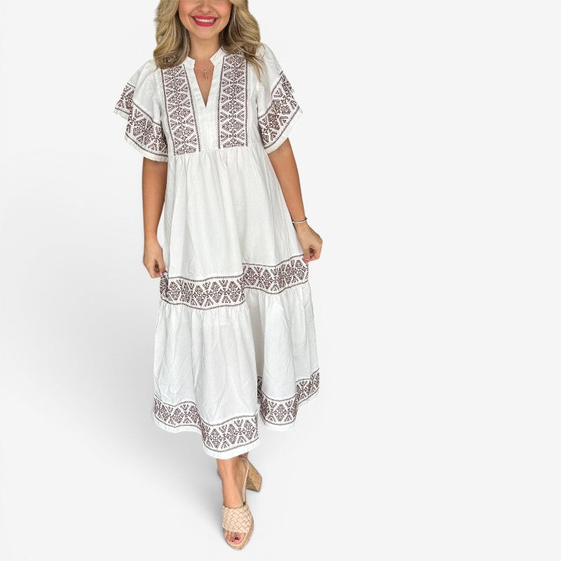 Women’s Midi Dress V Neck Loose Fit