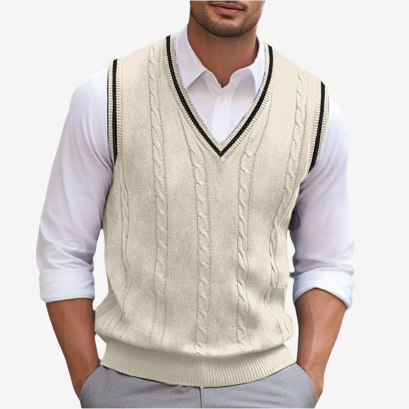 Men's Ribbed Vest with V-Neck And Sleeveless Design