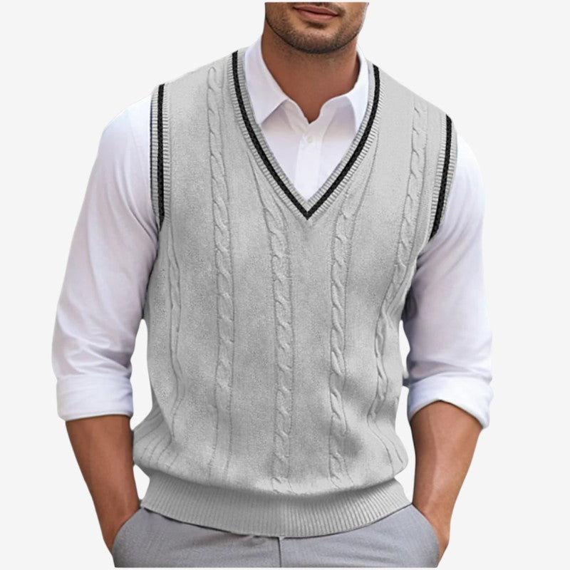 Men's Ribbed Vest with V-Neck And Sleeveless Design
