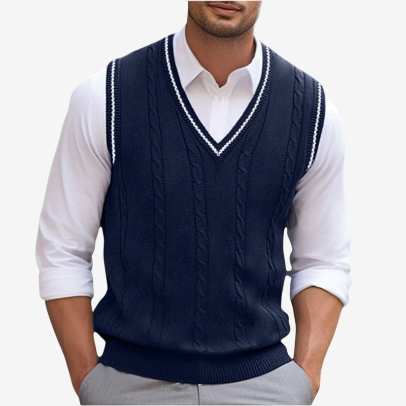 Men's Ribbed Vest with V-Neck And Sleeveless Design