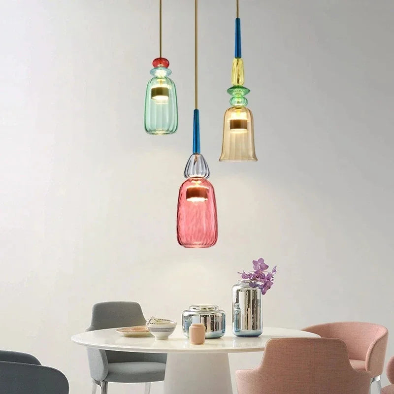 SphereGlow - Colorful Glass Pendant Light With Adjustable Height