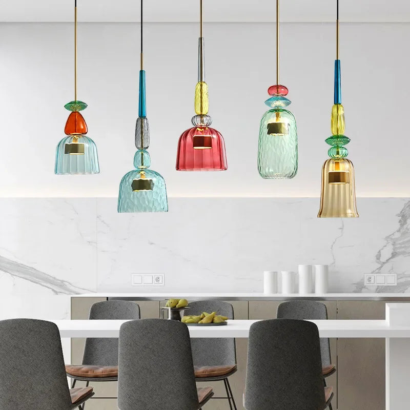 SphereGlow - Colorful Glass Pendant Light With Adjustable Height