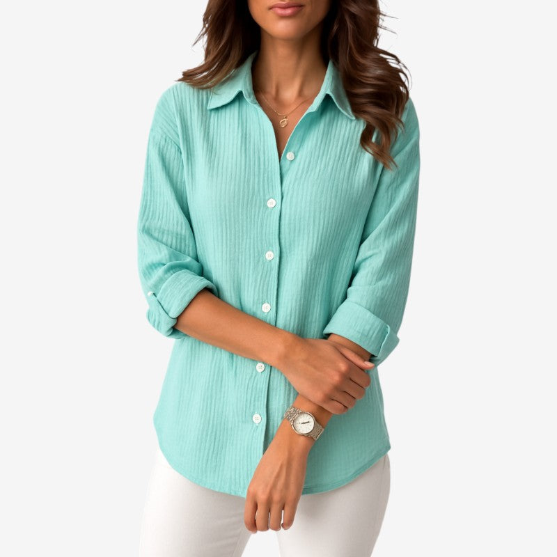 Women's Blouse with Turn-Down Collar