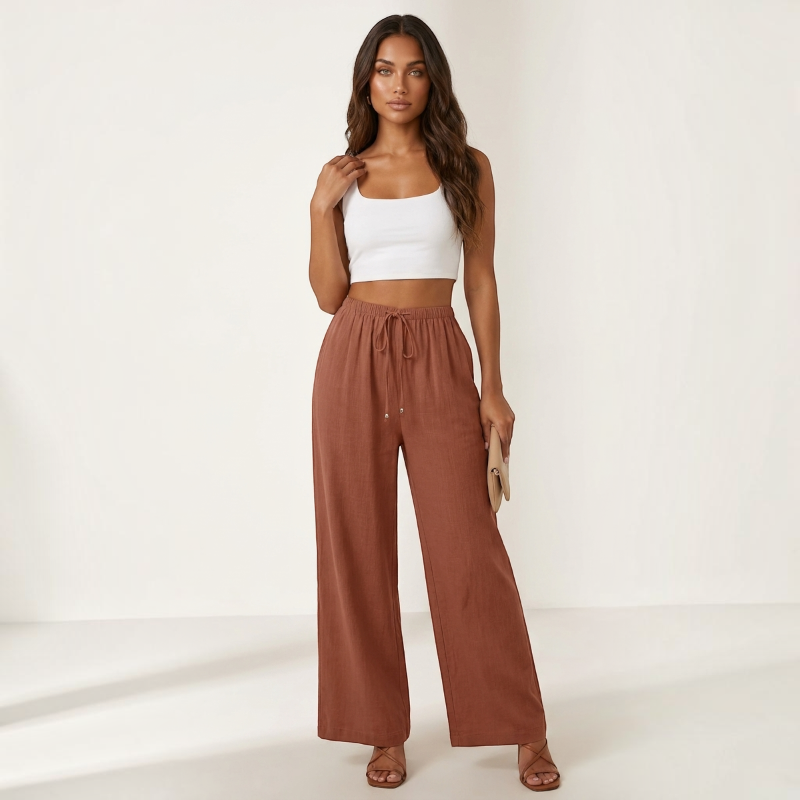 High Waist Wide Leg Palazzo Pants for Women