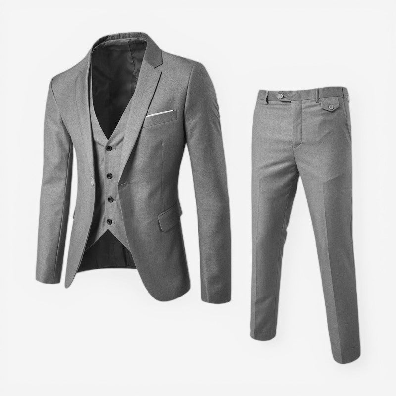 Louis – 3-Piece Long-Sleeve Suit with Blazer Vest and Slim Fit Trousers