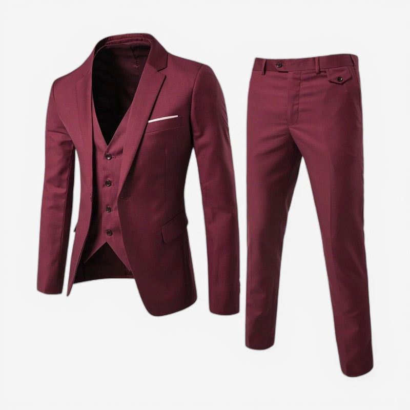 Louis – 3-Piece Long-Sleeve Suit with Blazer Vest and Slim Fit Trousers