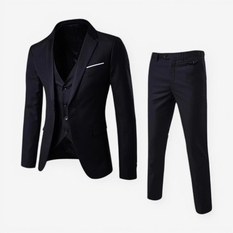 Louis – 3-Piece Long-Sleeve Suit with Blazer Vest and Slim Fit Trousers