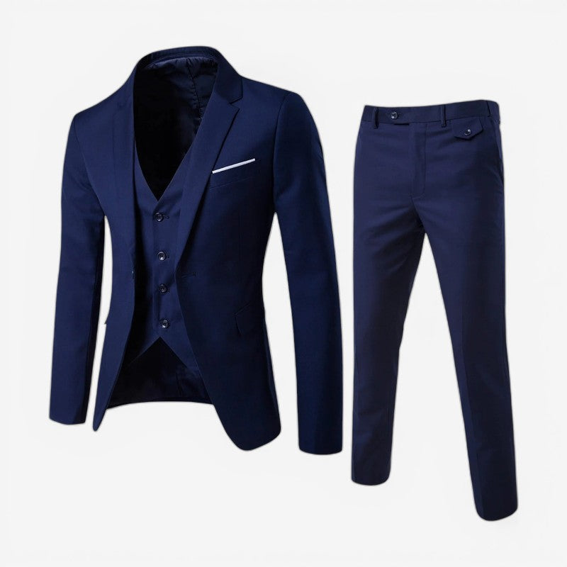 Louis – 3-Piece Long-Sleeve Suit with Blazer Vest and Slim Fit Trousers