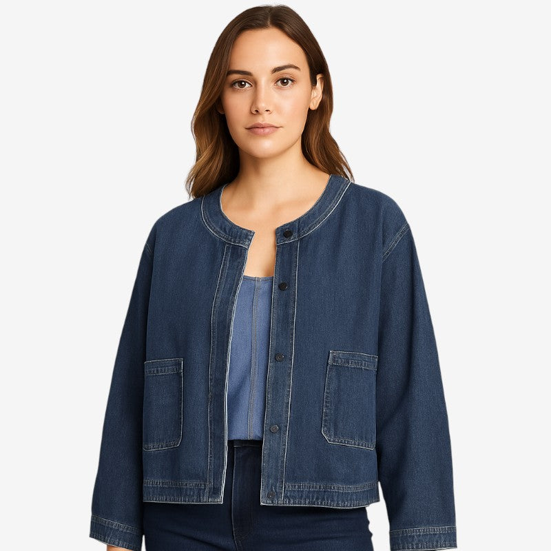 Autumn – Jas met Lange Mouwen, Knoopsluiting, Ronde Hals en Zakken Velani