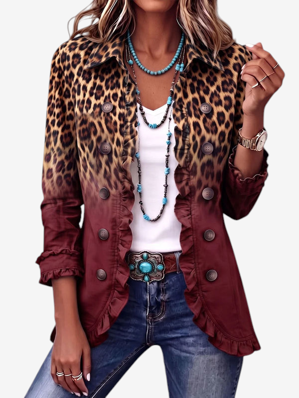 Luxera - Women's Ruffled Leopard Print Jacket