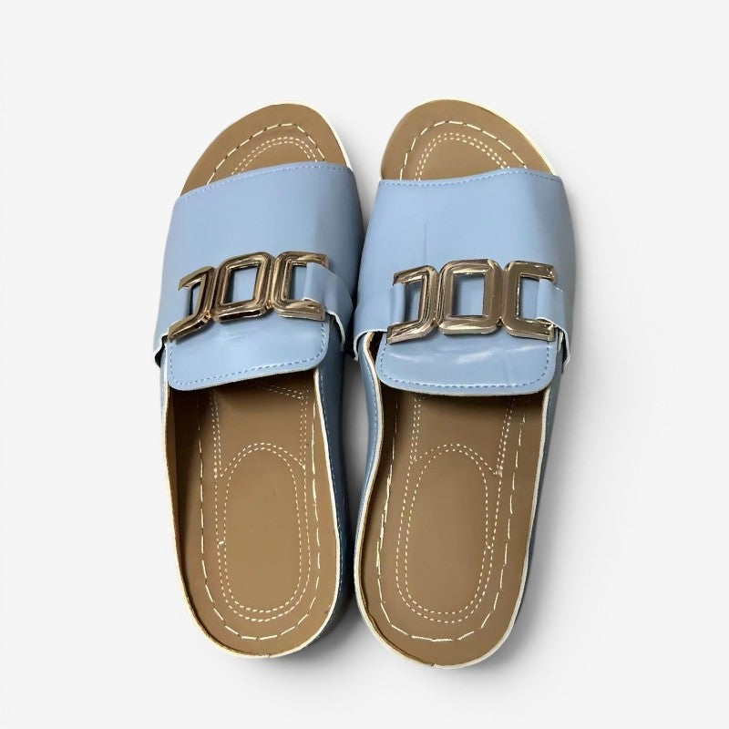 Women's Wedge Sandals with Decorative Buckle
