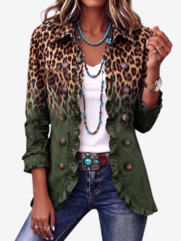 Luxera - Women's Ruffled Leopard Print Jacket