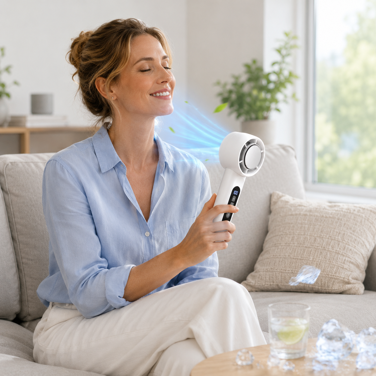 Portable Handheld Fan with LED Display