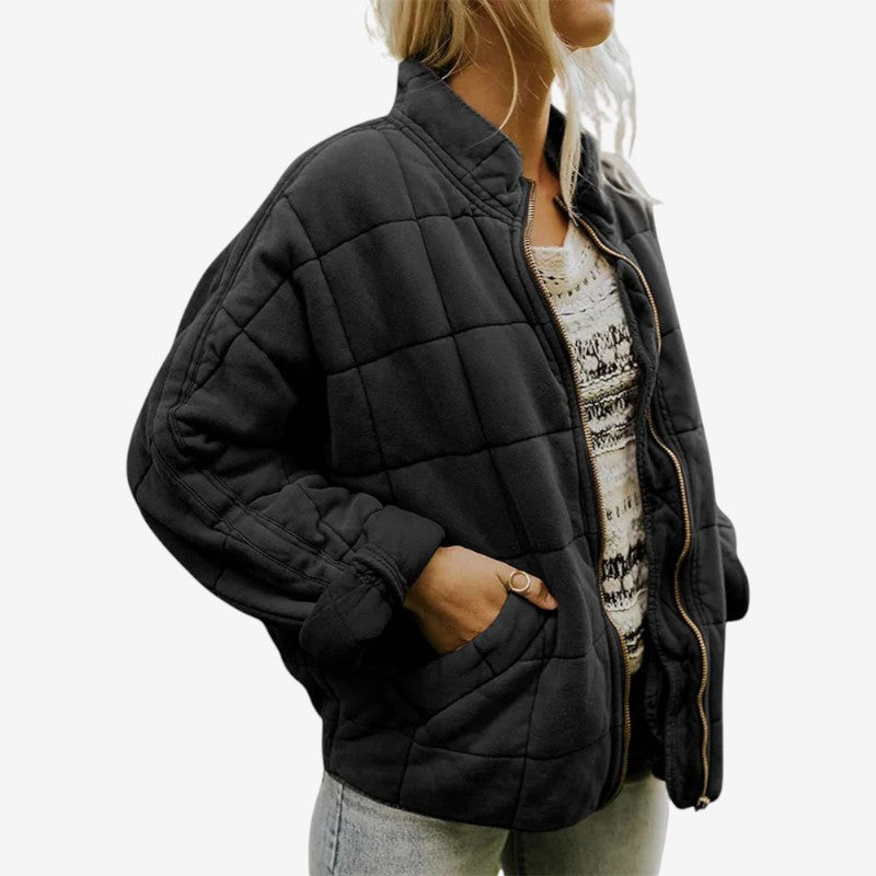 Women Zip-Up Jacket High Neck Structured Fit