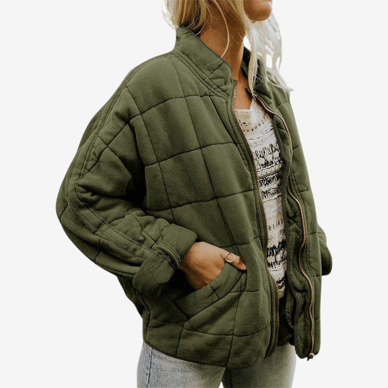 Women Zip-Up Jacket High Neck Structured Fit