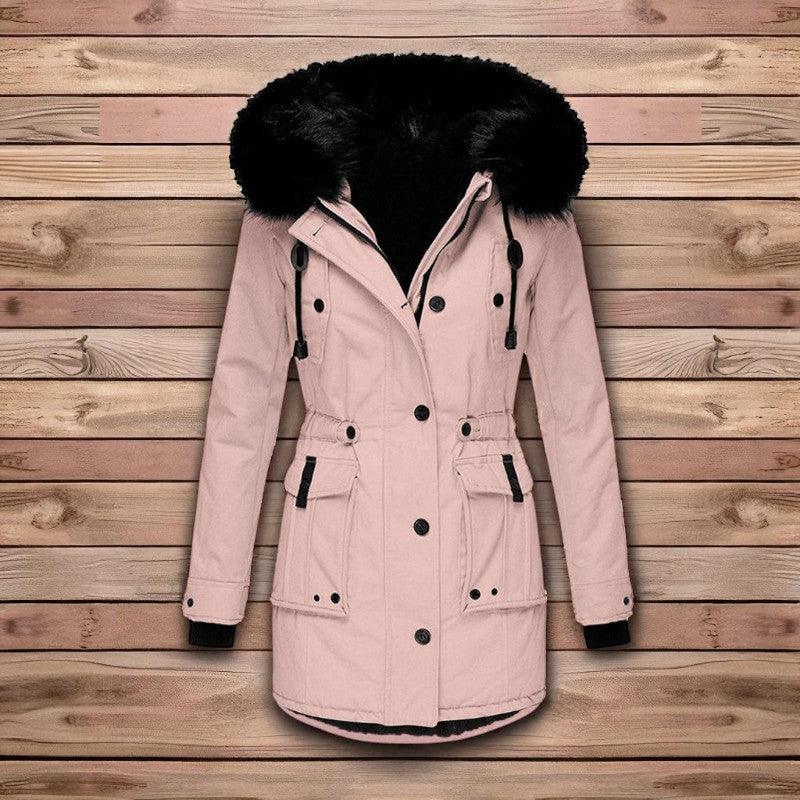 Aurora – Lange Mouwen Jas met Standaard Kraag en Zakken Velani