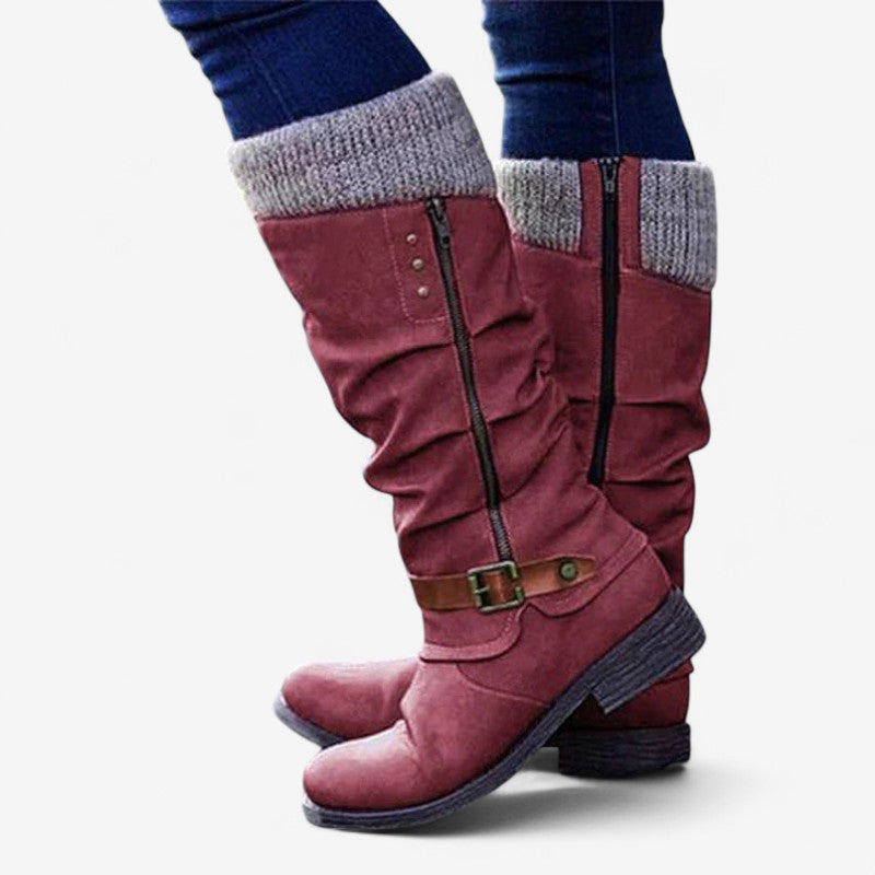 Zafira – Kniehoge laarzen met gesp en zijrits Velani