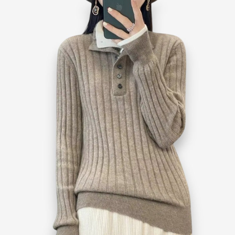 Sophia – Long Sleeve Sweater With Ribbed Hem
