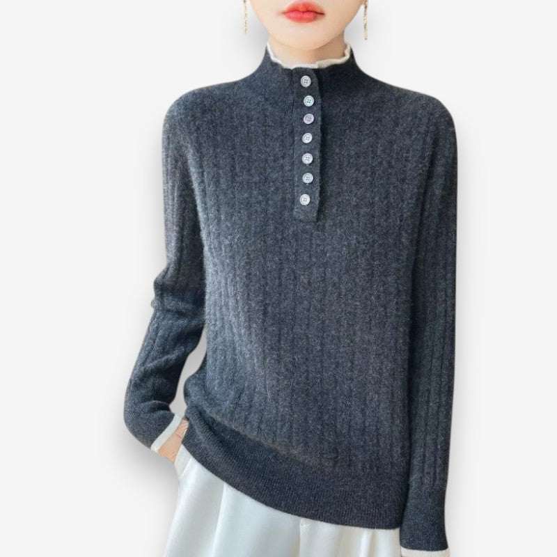 Sophia – Long Sleeve Sweater With Ribbed Hem