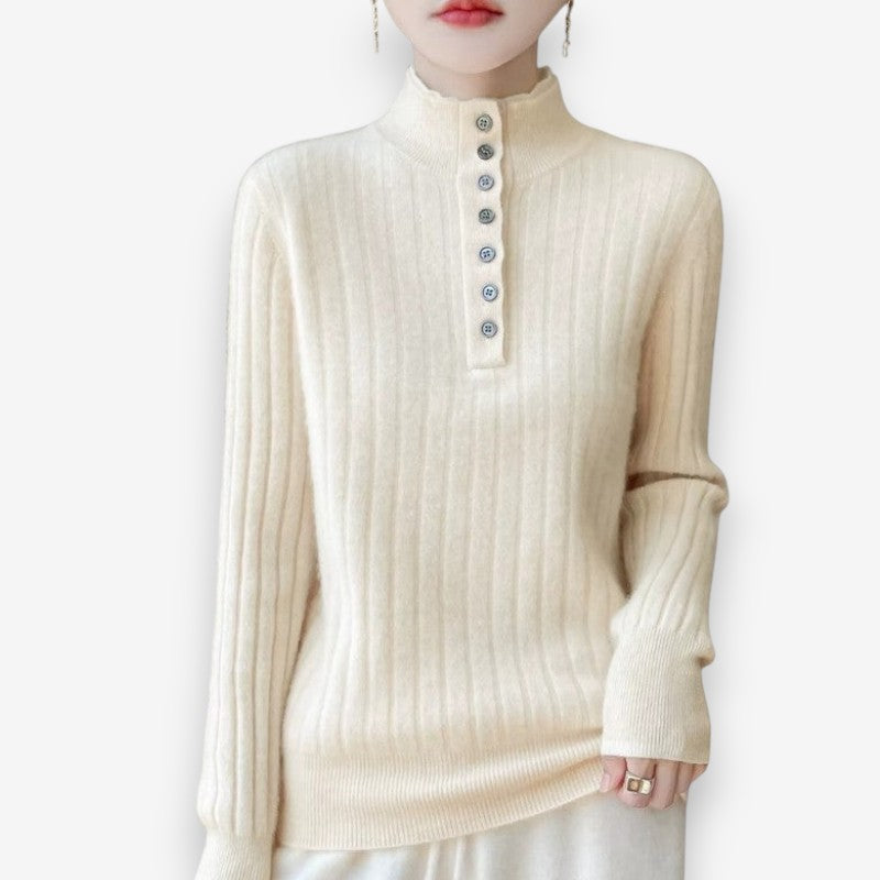 Sophia – Long Sleeve Sweater With Ribbed Hem