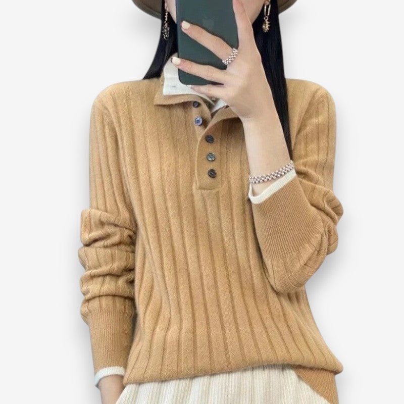 Sophia – Long Sleeve Sweater With Ribbed Hem