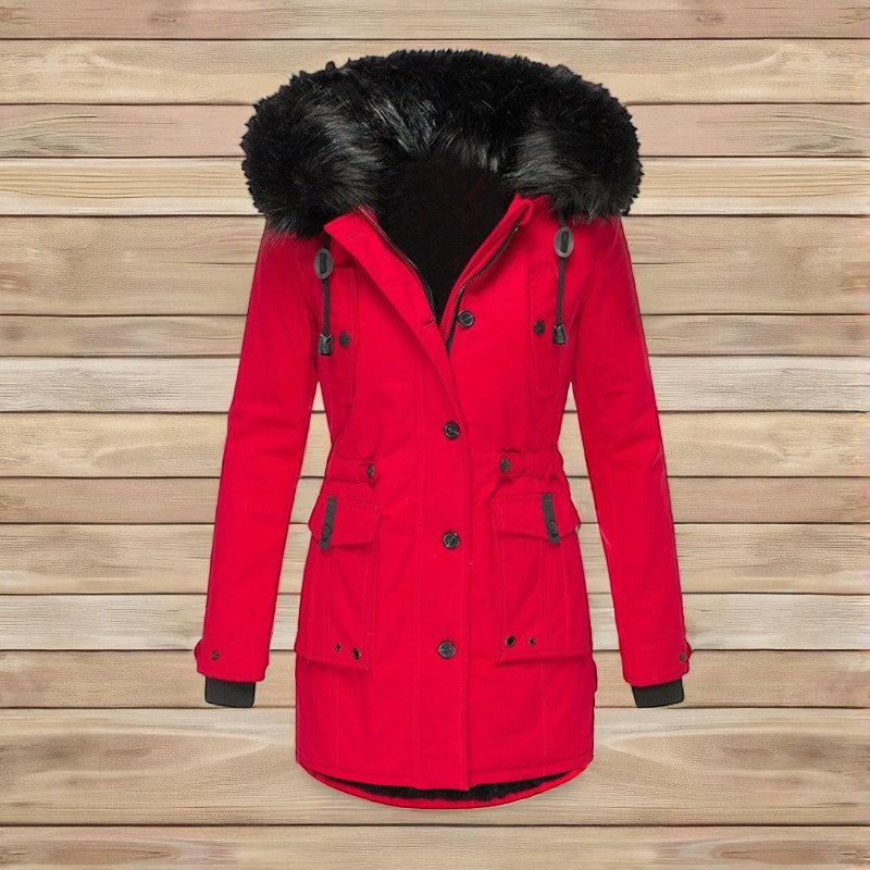 Aurora – Lange Mouwen Jas met Standaard Kraag en Zakken Velani