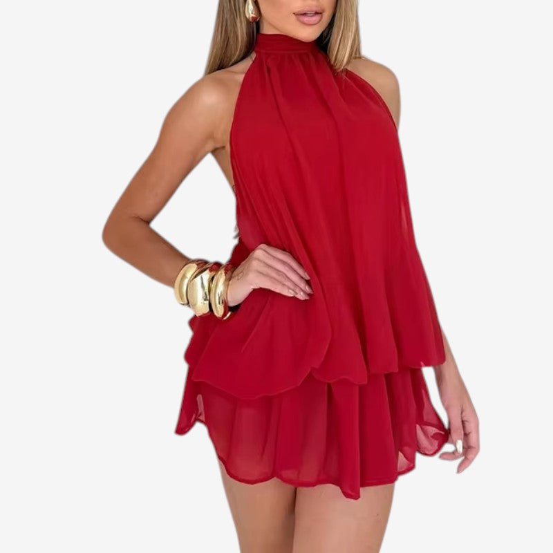 Chic Halter Neck A-Line Mini Dress for Women