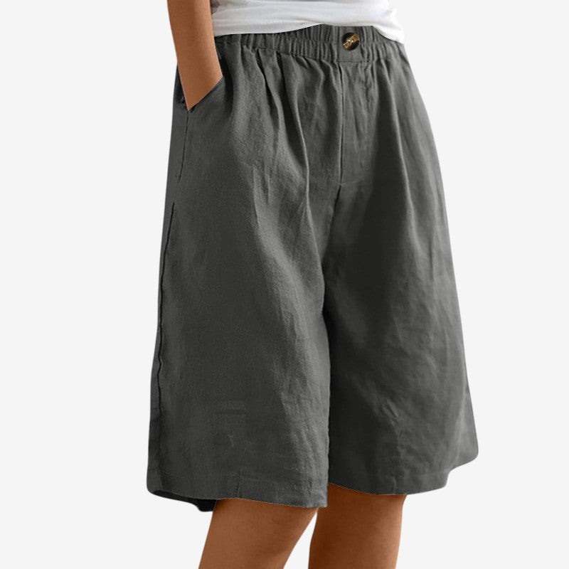 Stylish Women's Knee-Length Shorts with Elastic Waist