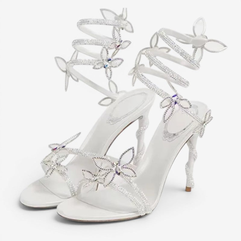 Elegant High-Heeled Sandals with Pointed Toe