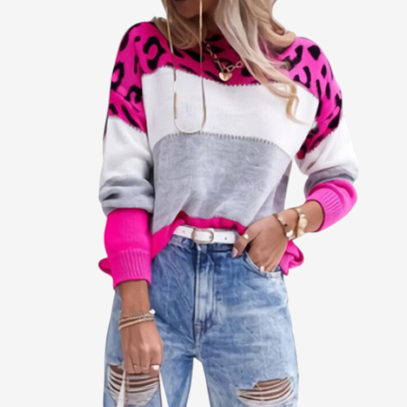 Oversized Printed Crew Neck Sweater