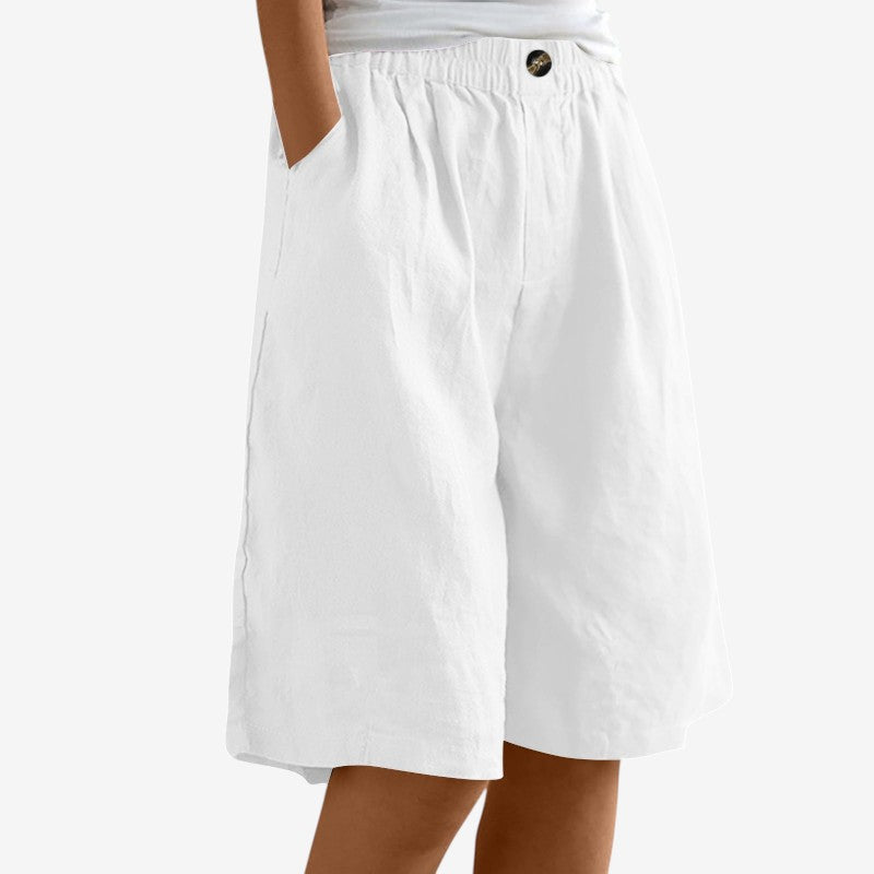 Stylish Women's Knee-Length Shorts with Elastic Waist