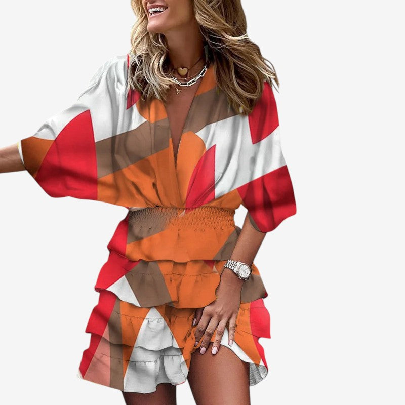Women’s Mini Dress V Neck Ruffle