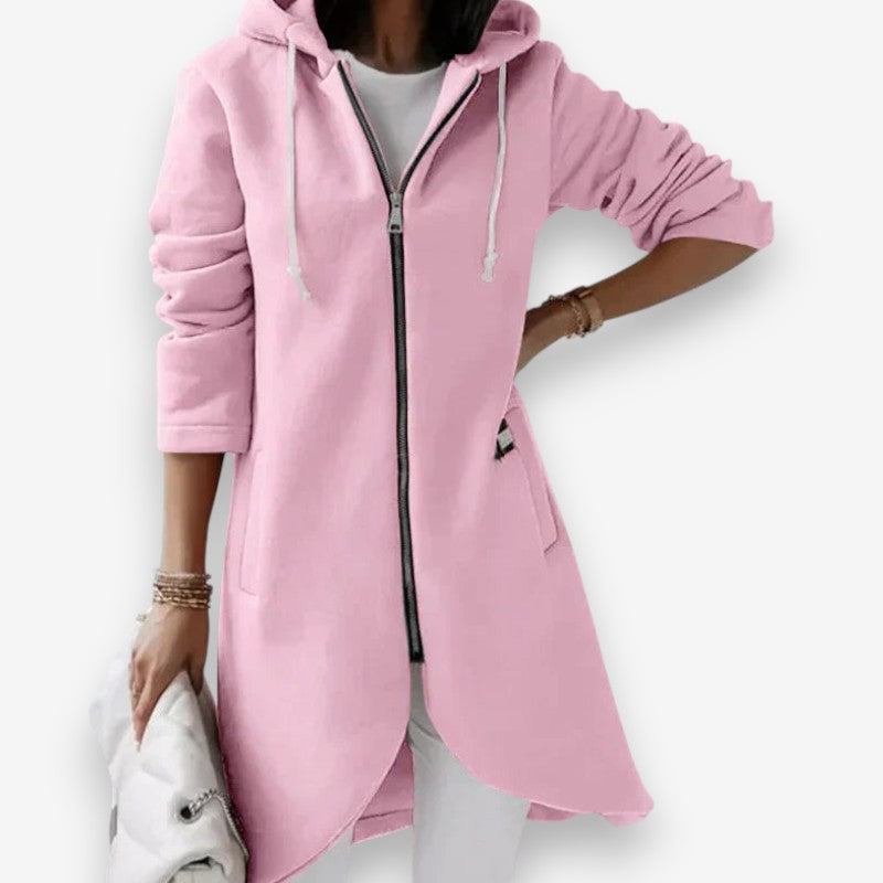 Mia – Long Sleeve Hoodie With Zipper Closure