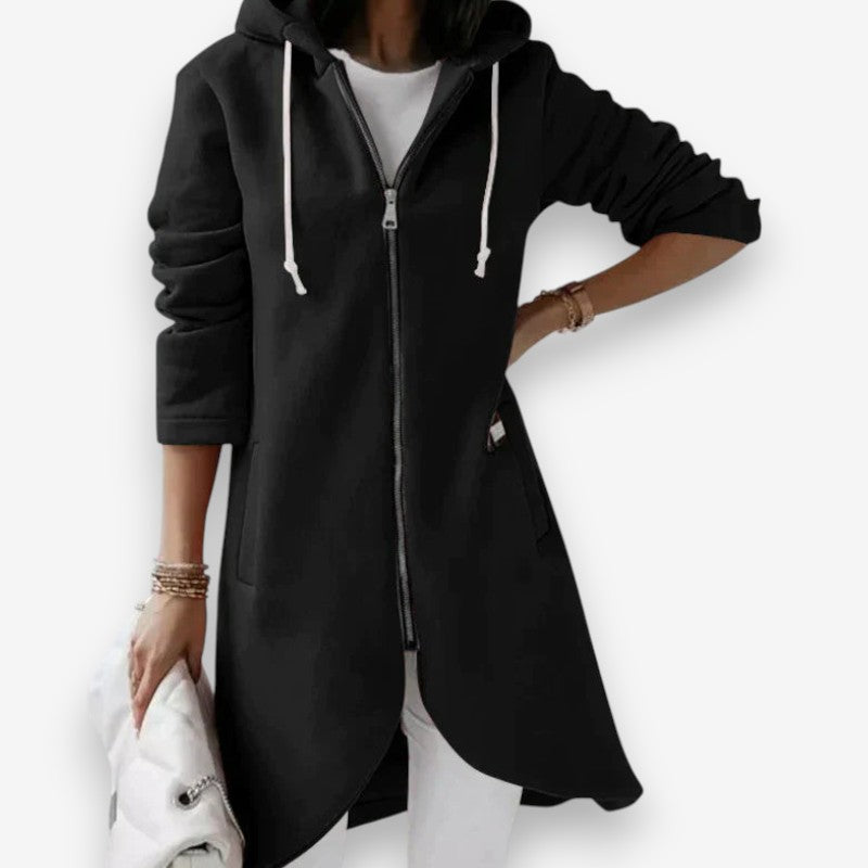 Mia – Long Sleeve Hoodie With Zipper Closure